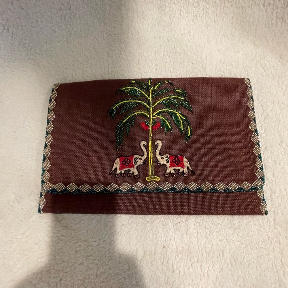 Roberta Roller Rabbit Woven natural fiber clutch purse